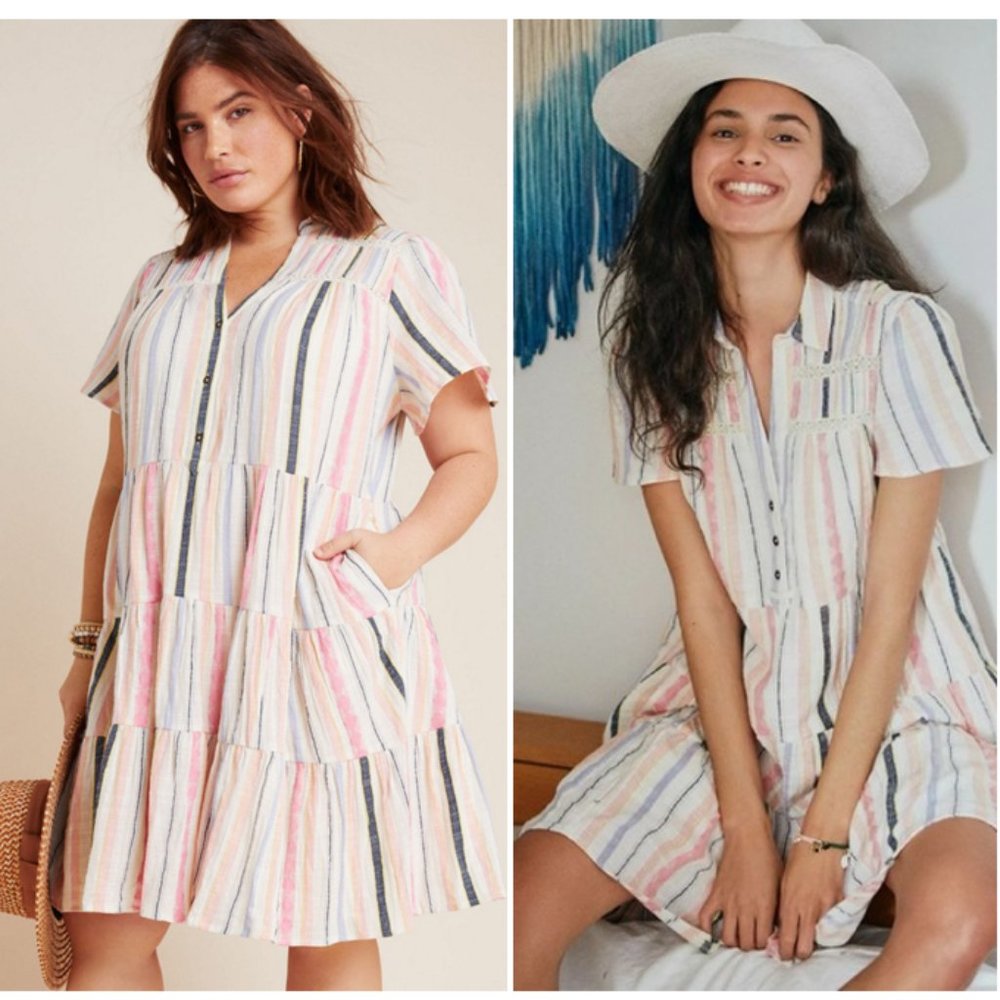 Anthropologie Georgina Tiered Shirtdress